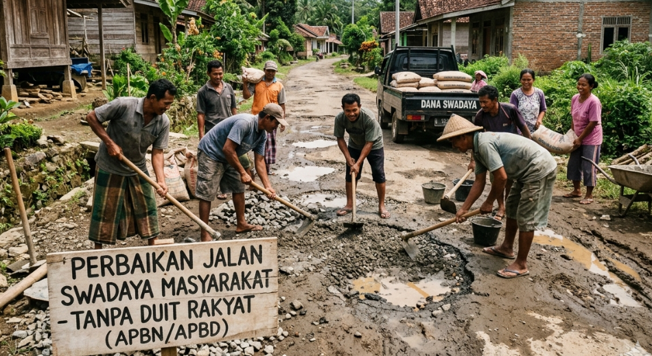 Jalan Berlubang Ditambal Tidak Pakai Pajak